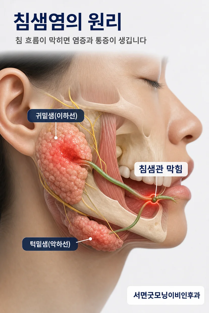 턱밑 침샘의 염증으로 인한 부종