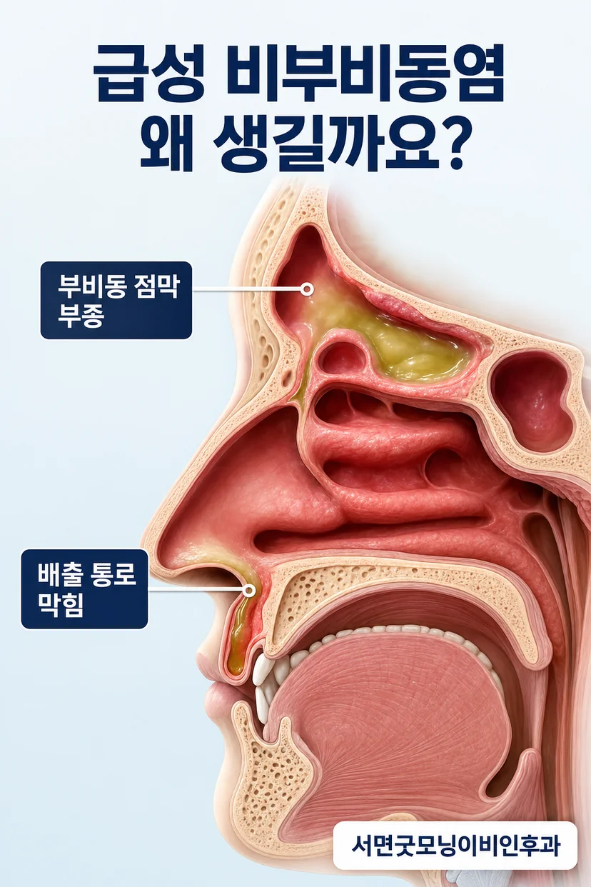 감기와 비부비동염의 증상 지속 기간 비교 표