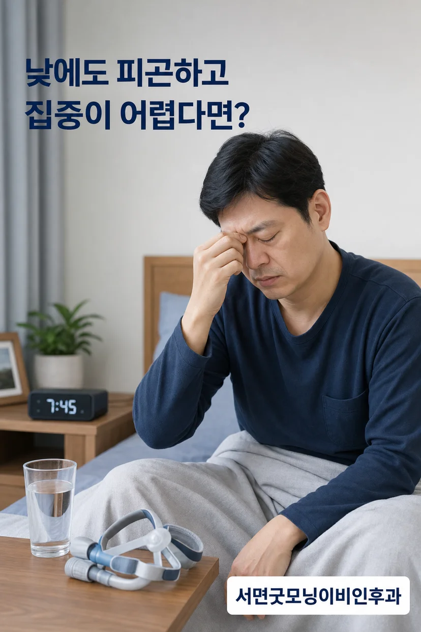 양압기 마스크 착용 모습