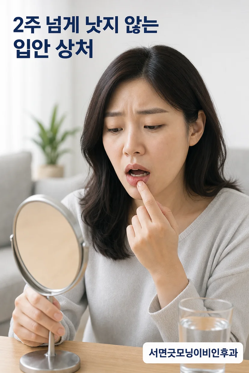 입안 점막의 궤양과 변색