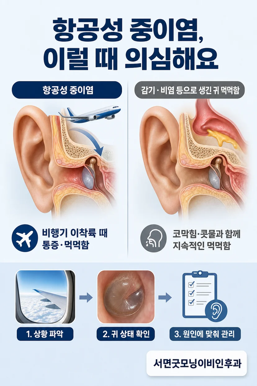 비행기에서 귀를 막고 있는 어린이