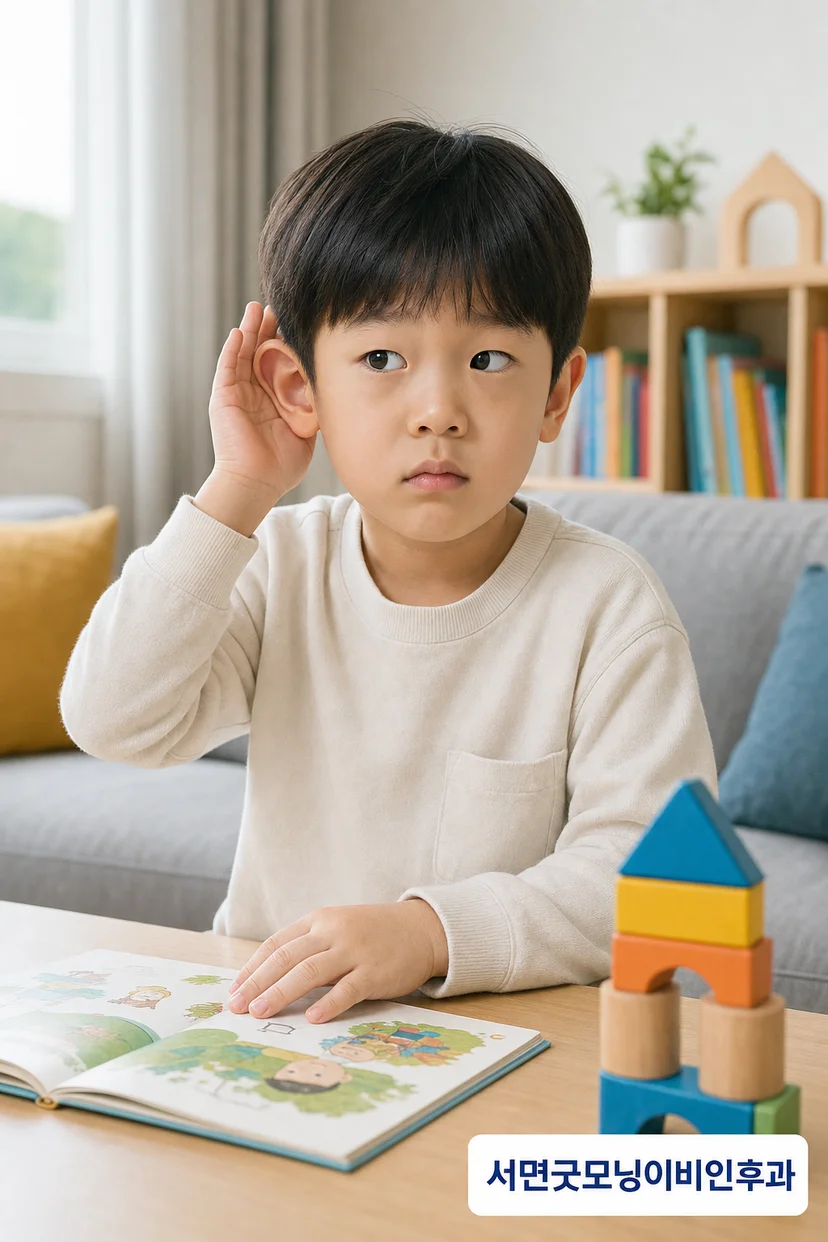 소아 청력검사 준비 모습