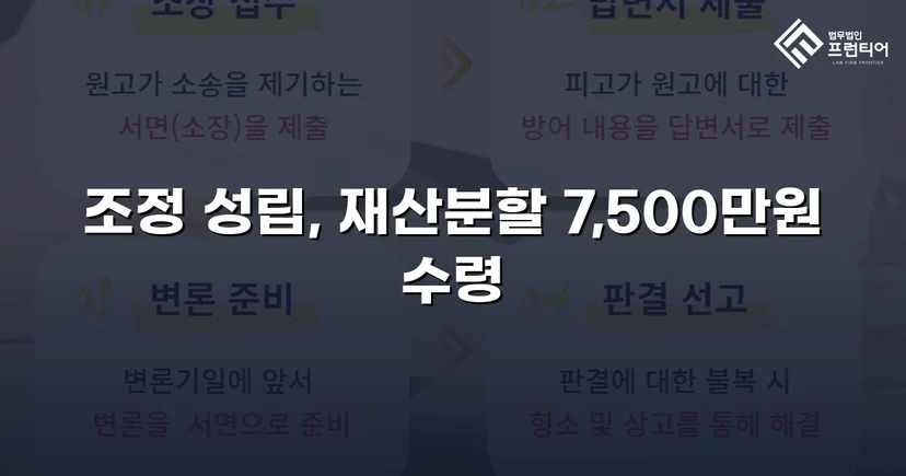 양육비 없이 재산분할 7,500만 원, 조정으로 모든 쟁점 해결