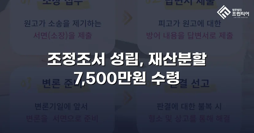 양육비 없이 재산분할 7,500만 원, 조정으로 모든 쟁점 해결