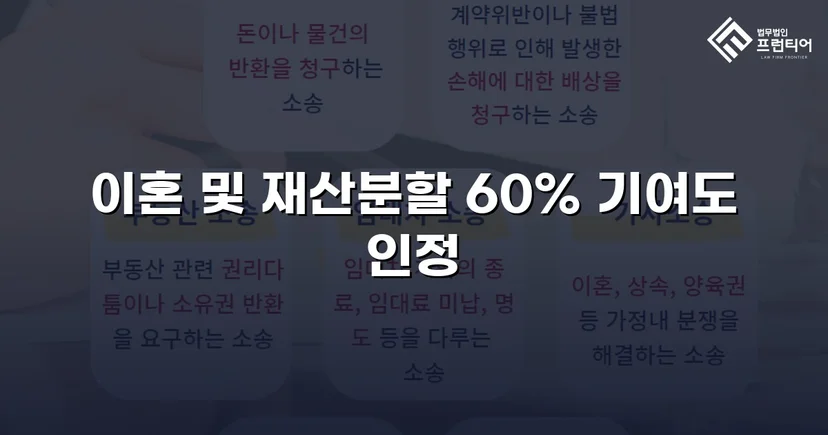 불리한 조건 속에서도 재산분할 기여도 60% 인정받다