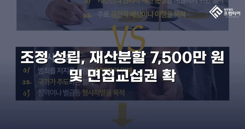 양육비 없이 재산분할 7,500만 원, 조정으로 모든 쟁점 해결