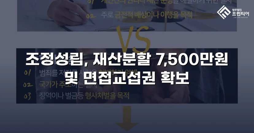 양육비 없이 재산분할 7,500만 원, 조정으로 모든 쟁점 해결