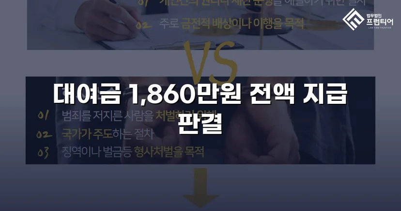차용증 없이도 1,860만 원 전액 돌려받은 대여금 소송