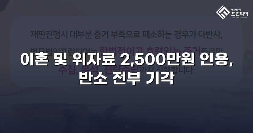 배우자의 부정행위, 반소까지 막아내고 이혼 및 위자료 2,500만 원 승소