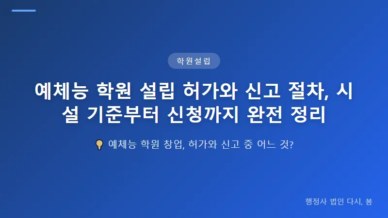 예체능 학원 설립 허가와 신고 절차, 시설 기준부터 신청까지 완전 정리 학원 설립 허가 신청 절차와 준비서류