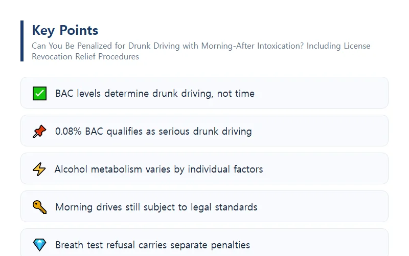 Can You Be Penalized for Drunk Driving with Morning-After Intoxication? Including License Revocation Relief Procedures Why Morning-After Intoxication Can Still Be Charged as Drunk Driving