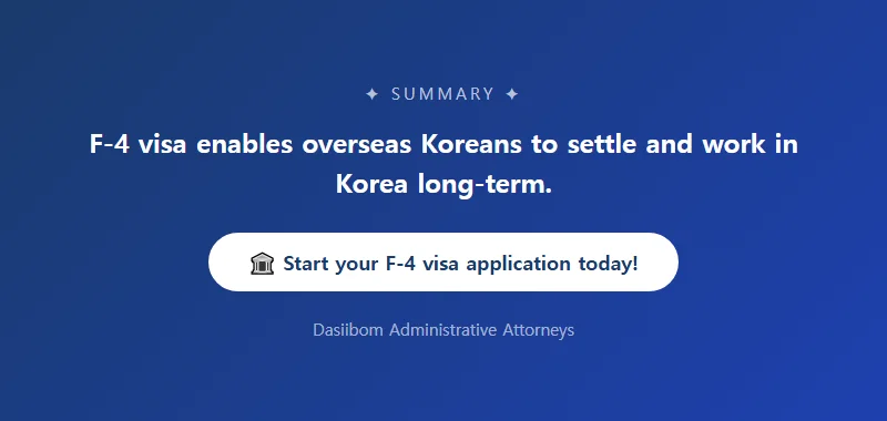 F-4 Overseas Korean Visa: Application Process, Eligibility Requirements & Comparison with E-7, F-5, and F-6 Visas F-4 Visa Application Process: Step-by-Step Guide
