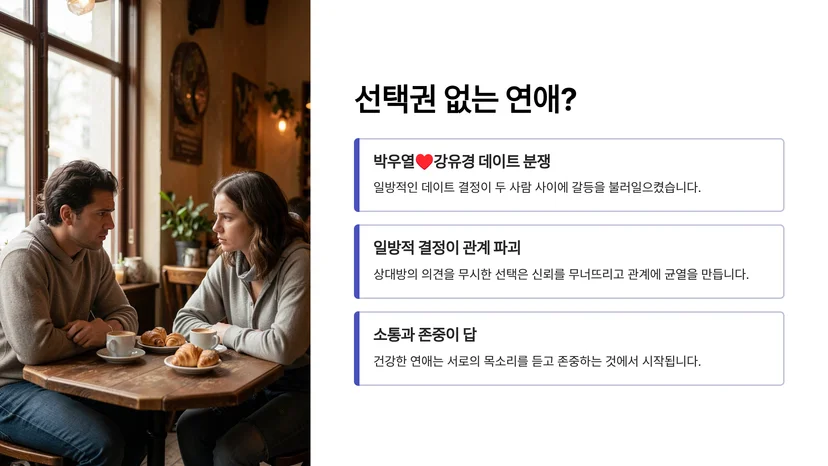 하트시그널5 박우열♥강유경 논란, 데이트 선택권 문제로 보는 관계 갈등 논란의 발단, '일방적인 데이트 결정'