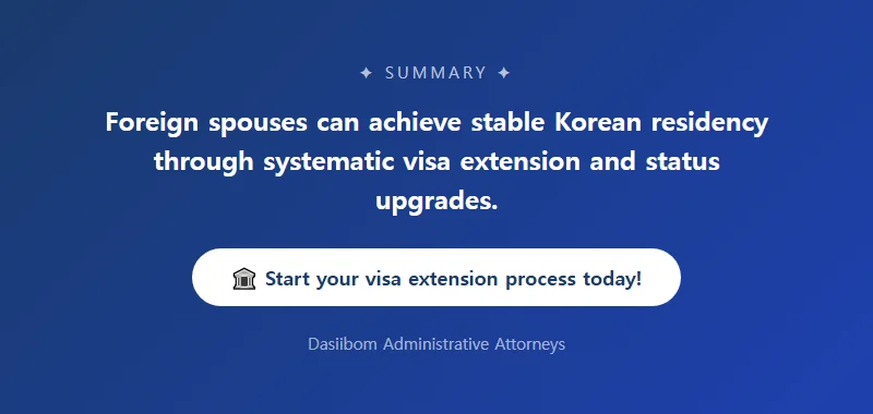 Stable Residency for Foreign Spouses in Multicultural Families: Extending Stay Duration and Changing Visa Status Changing Visa Status and Applying for Upgraded Categories