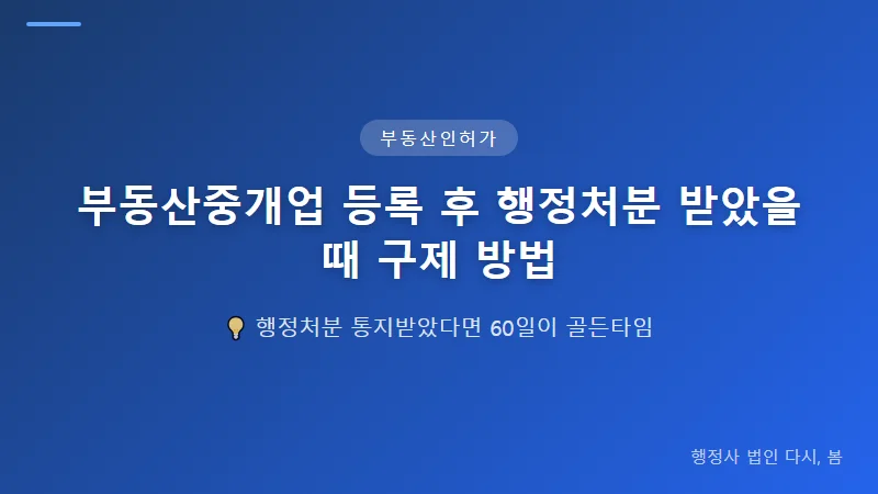 부동산중개업 등록 후 행정처분 받았을 때 구제 방법 부동산중개업 행정처분 구제 절차 — 단계별 대응 방법