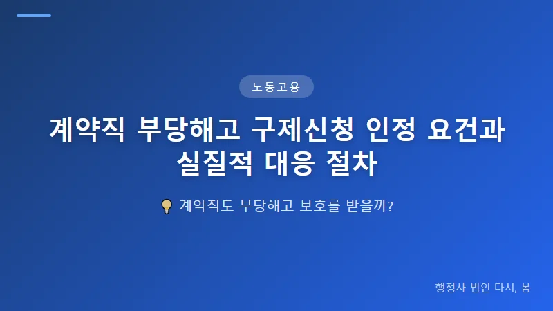계약직 부당해고 구제신청 인정 요건과 실질적 대응 절차 부당해고 구제신청 절차와 기한