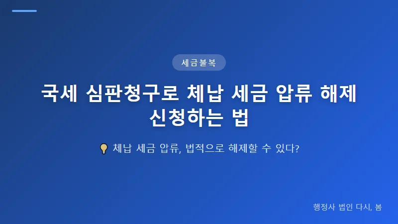 국세 심판청구로 체납 세금 압류 해제 신청하는 법 체납 세금 압류 해제 신청의 실제 절차