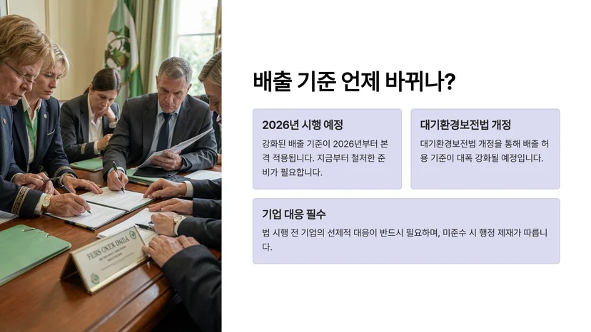 2026년 환경 인허가 강화, 기업이 알아야 할 배출 기준 변화 대기환경보전법 배출 기준 강화의 배경