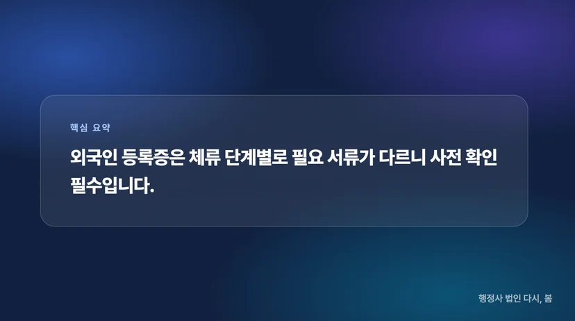 외국인 등록증 발급을 위한 필수 서류 준비: 체류자격 변경·귀화 신청까지 체류자격 변경 시 추가 서류