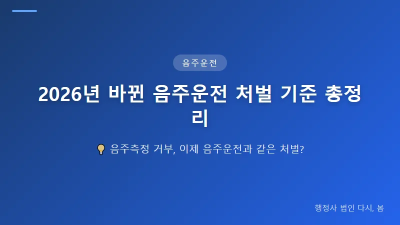 2026년 음주운전 처벌 기준 완전 정리, 면허취소 구제부터 행정심판까지 음주측정 거부 처벌, 2026년부터 더 엄격해진다