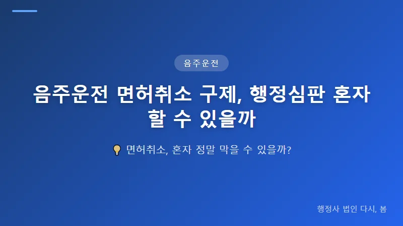 음주운전 면허취소 구제, 행정심판 혼자 할 수 있을까 음주운전 면허취소 구제를 위한 행정심판 신청 절차