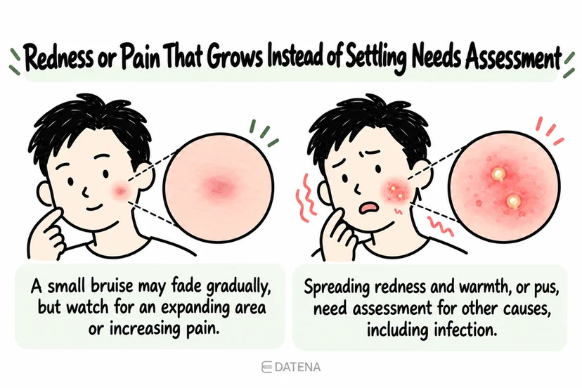 Rejuran recovery warning signs showing increasing redness or pain instead of gradual settling.