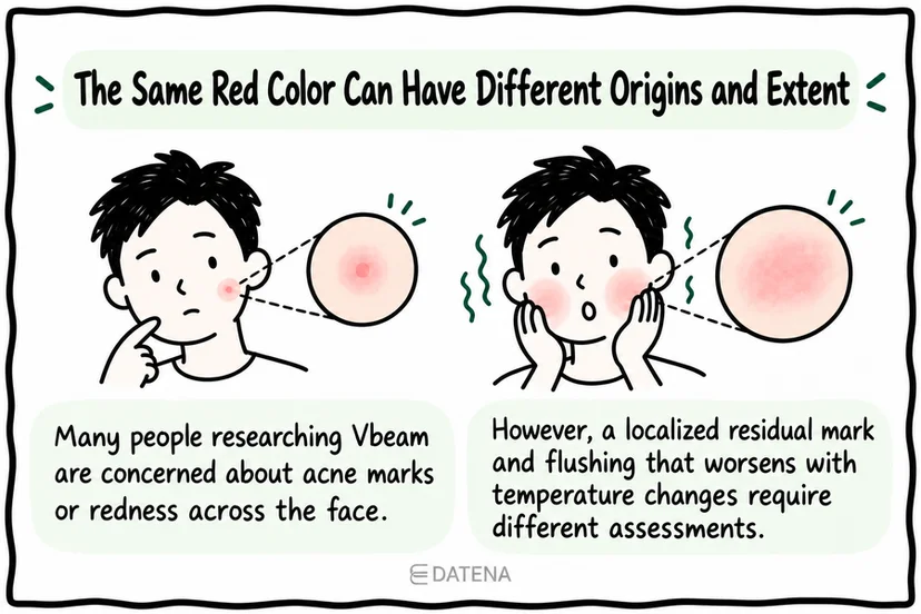 Vbeam introduction explaining that redness can differ in its cause and affected area.