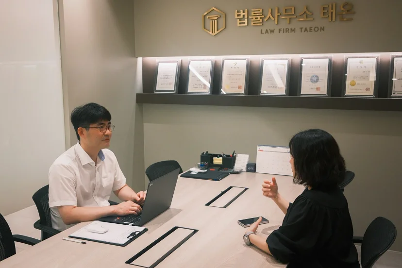 무면허 음주운전|법률사무소 태온 변호사와 의뢰인의 법률 상담 모습