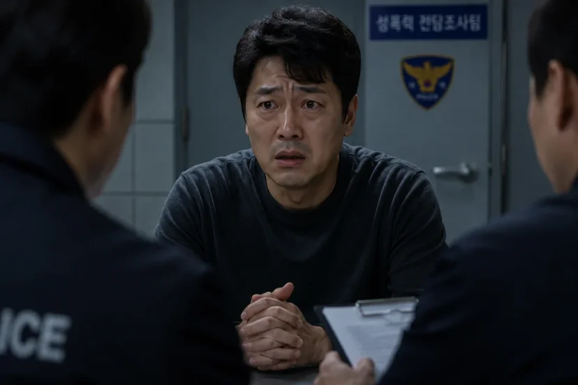 도주치상|성폭력 전담조사팀에서 경찰 조사를 받는 남성의 모습