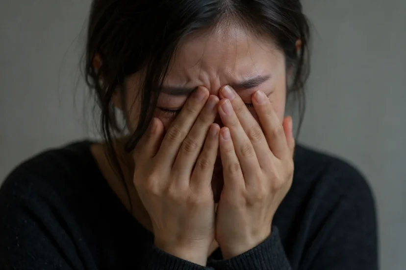 음주운전 집행유예|얼굴을 감싸 쥐고 울고 있는 여성의 모습