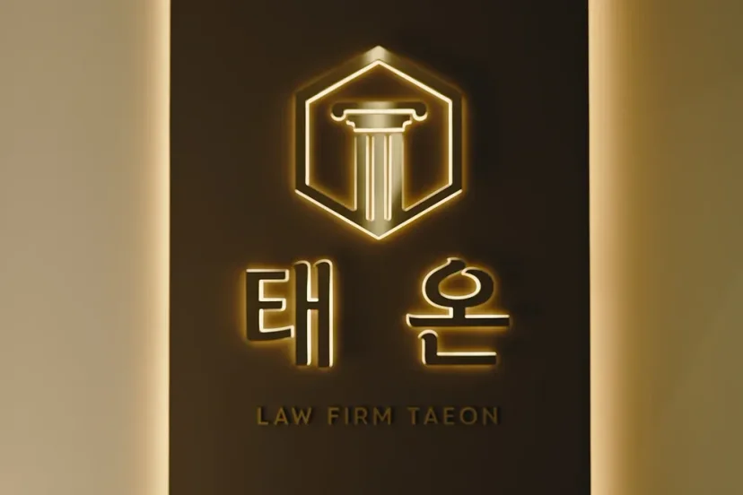 법무법인 태온의 로고와 영문 명칭 간판