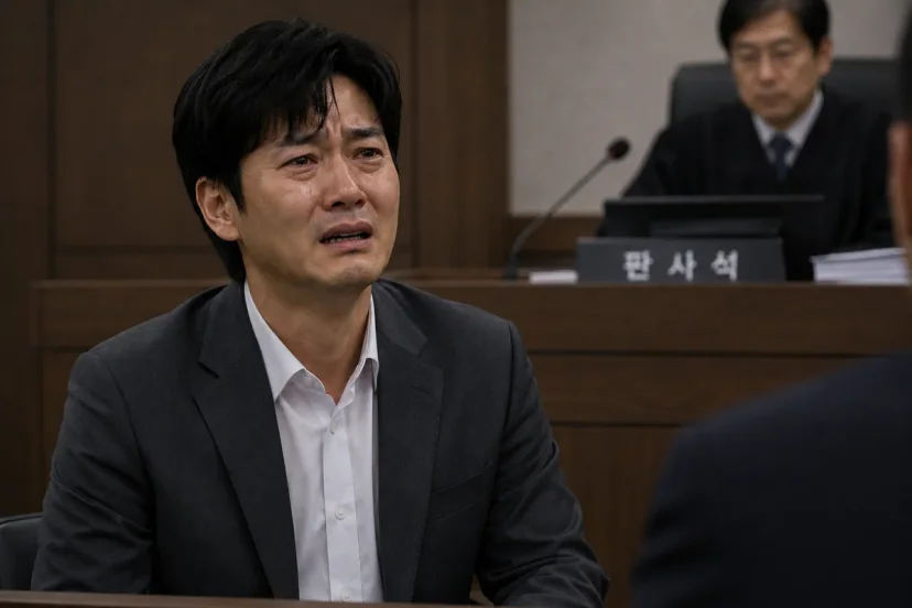 음주운전 면허취소|법정 판사석 앞에서 눈물을 흘리며 호소하는 남성