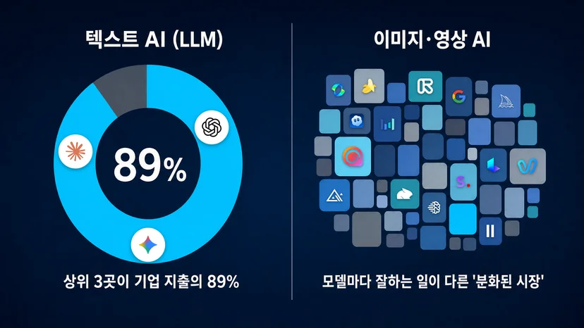 텍스트 AI(LLM)와 이미지·영상 AI 시장 구조 비교