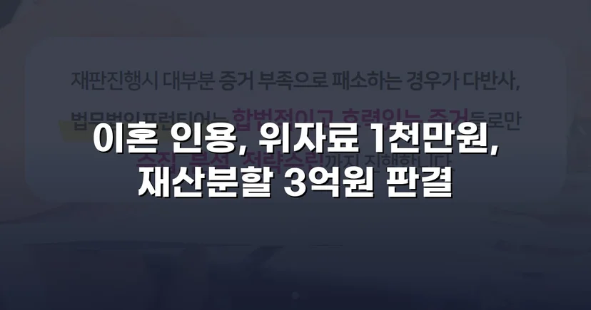 폭력 남편의 반소까지 기각, 재산분할 3억 원 이상 인정받다