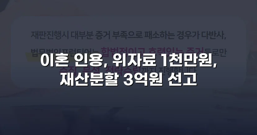 폭력 남편의 반소까지 기각, 재산분할 3억 원 이상 인정받다