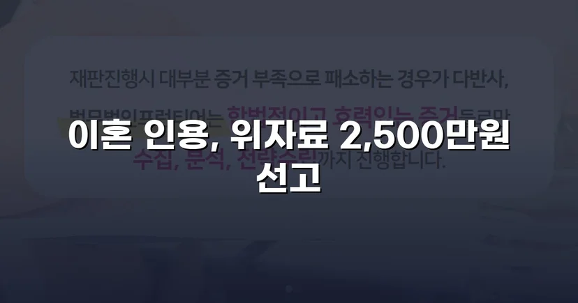 배우자의 부정행위, 반소까지 막아내고 이혼 및 위자료 2,500만 원 승소
