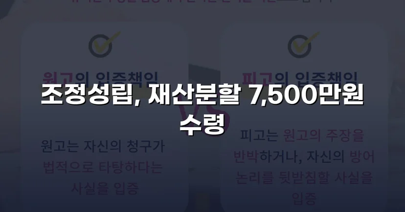 양육비 없이 재산분할 7,500만 원, 조정으로 모든 쟁점 해결
