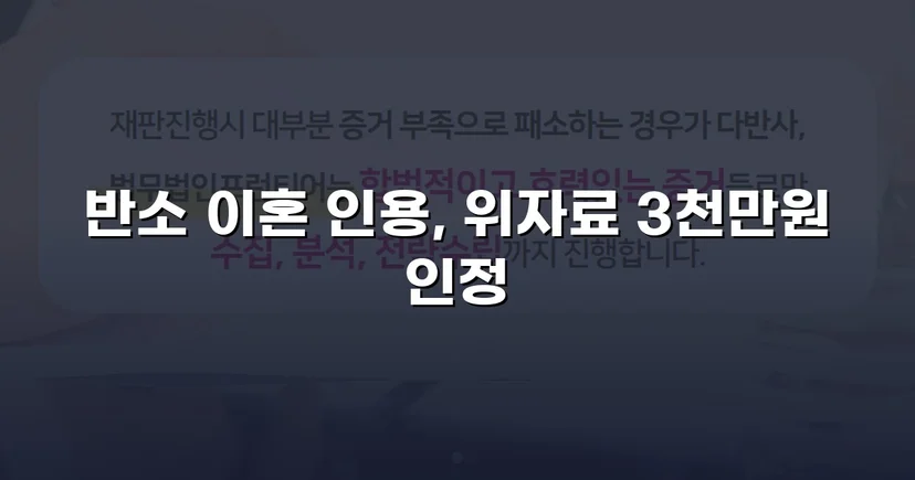 위자료 3,000만 원 전액 인정, 양육권까지 확보한 이혼 소송