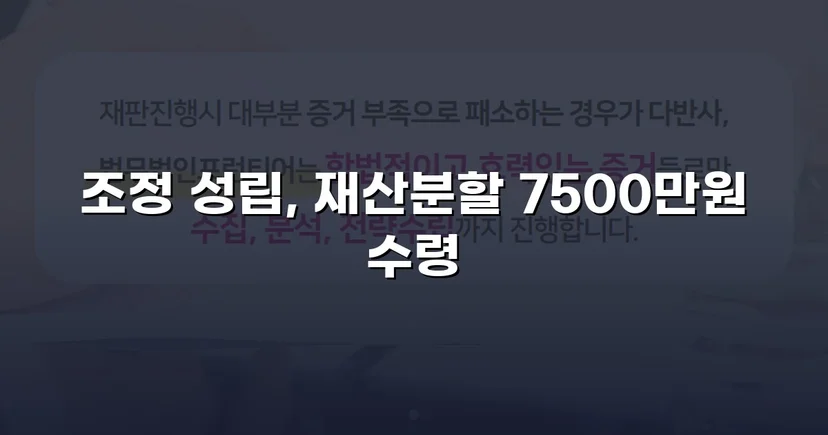 양육비 없이 재산분할 7,500만 원, 조정으로 모든 쟁점 해결