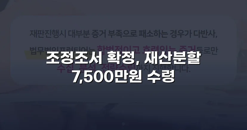 양육비 없이 재산분할 7,500만 원, 조정으로 모든 쟁점 해결