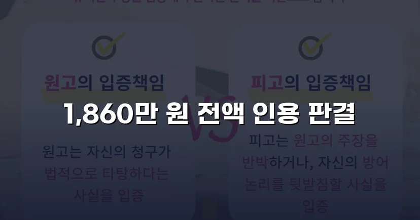 차용증 없이도 1,860만 원 전액 돌려받은 대여금 소송