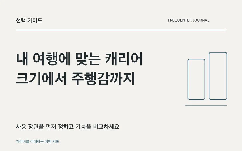 내 여행에 맞는 캐리어 크기에서 주행감까지 — 사용 장면을 먼저 정하고 기능을 비교하세요