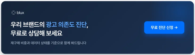 블럭스 무료 진단 신청 — 광고 의존도와 재구매 비중을 함께 진단