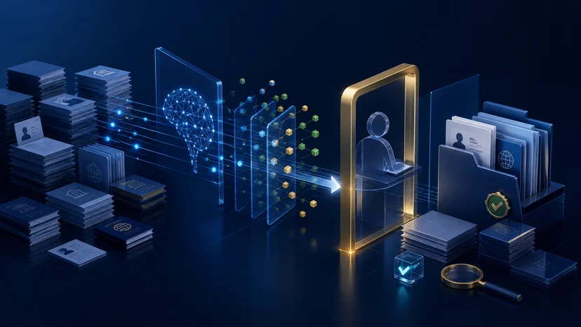 AI가 KYC 문서와 소유관계를 분석한 뒤 사람 검토로 연결하는 개념도
