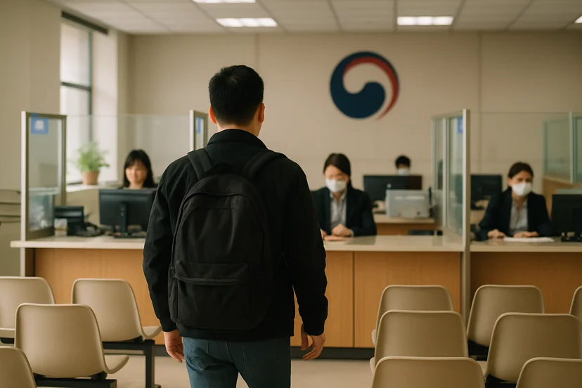 한국 출입국·외국인청에서 외국인등록을 진행하는 장면, E-2 비자 입국 후 절차