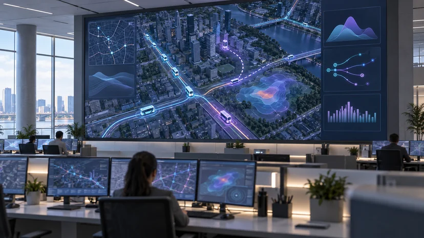 control room monitor showing delay levels and escalation workflow for commuter shuttle operations