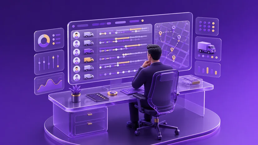 fleet manager reviewing driver assignment schedule on a monitor