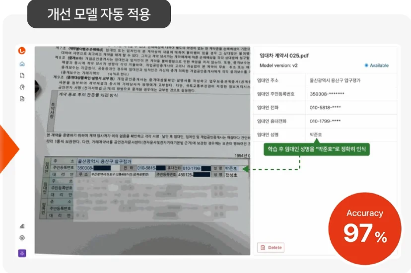 로민 Active Learning. 학습 후 개선된 모델이 적용돼 정확하게 인식한 화면(정확도 97%)
