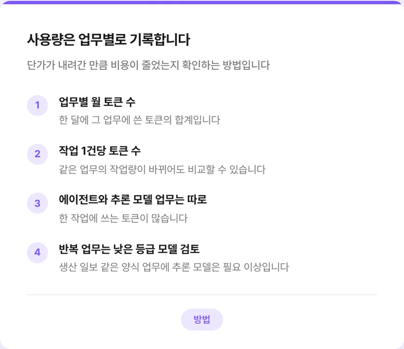 사용량을 기록하는 방법