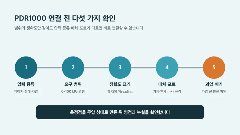 PDR1000 디지털 압력게이지 연결 전 확인할 압력 종류와 나사 규격